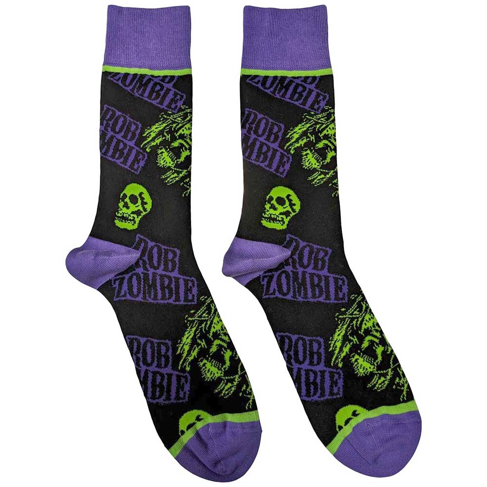 Rob Zombie - Skull Face Sokken - EU 40-45 - Zwart/Paars